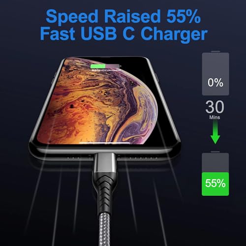 Image of Durcord USB C Charger Cable Fast Charging, 2Pack 60W 6ft USB C to USB C Cable for Android Phone Pad, Type C to Type C Charger Braided USB Cable Silver Compatible with iPhone 15 /Pro /Plust /Max Silver