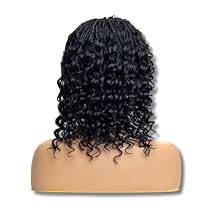 Boho Deep Braided Wig - Synthetic Knotless Braided Wigs for Black Women - Full Lace 360 Wig with Natural Baby Hair #1 Jet Black, 12"