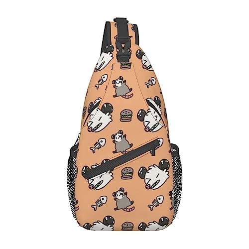 Opossum Pattern Crossbody Sling Backpack Sling Bag Chest Bag Shoulder Bag Casual Day Pack For Unisex