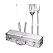 Produktbild elasto form 3-teilig Edelstahl Grillbesteck im Koffer | Besteck für Grill aus rostfreiem Edelstahl | Profi-Grillbesteck im Grillbesteckkoffer aus Aluminium