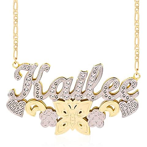 Personalized Name Necklace Double Plated Name Necklace with Heart 18k Gold Plated Custom Name Necklace Anniversary Birthday Jewelry Gifts for Women Cover