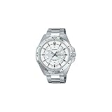 Casio MTD-1085D-7A Men's Stainless Steel Analog Watch, Silver Dial, Day-Date Display, 10-Year Battery, WR 100M