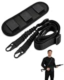 FPIJMG Sangle Militaire Tactique Noire 2 Points + Coussinet Épais, Attache Sécurisée et Répartition de Poids Anti-Fatigue pour des Sessions de Jeu Optimisées