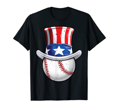 4th of July Uncle Sam Ballon de baseball pour homme Motif drapeau américain T-Shirt
