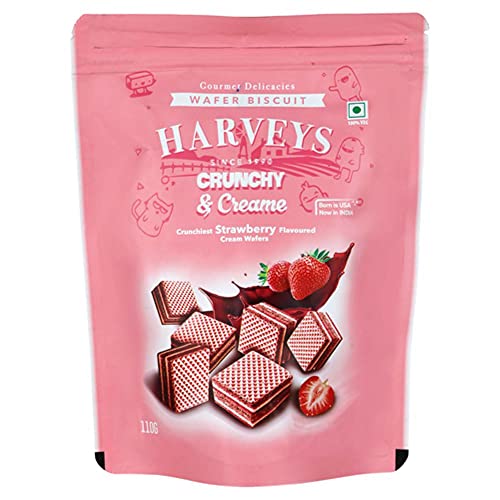 Image of Harveys Crunchy & Creame Premium Wafer Pouch | Chocolate, Vanilla & Strawberry Flavours | Pack of 3 | 120 gm x 3
