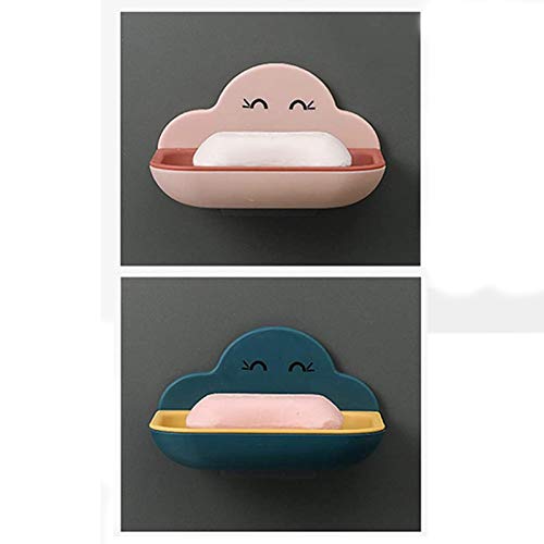TIANTI 2 Stücke Doppelte Seifenschale, Abnehmbare Seifenschale, Selbstentleerende Seifenschale, Abnehmbare Seifenschale, Geeignet für Duschbad, Küche Usw (Pink, Dunkelblau) Cover