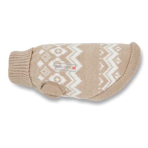 Wolters Norweger Pullover für Mops&Co., Größe:40 cm, Farbe:Taupe/Weiss