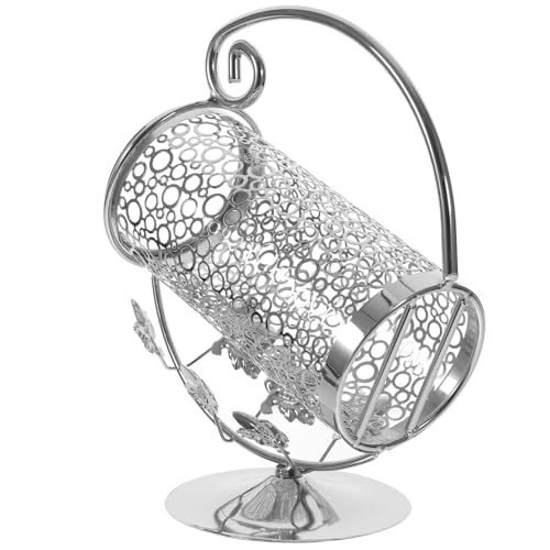 Soporte metálico para botella de vino color plata miniatura 1