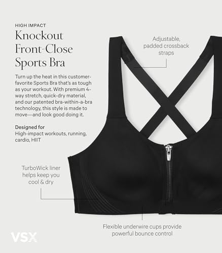 Victoria's Secret Women's VSX Knockout Front Close Sports Bra, High Impact Sports Bra for Women (32B-38DDD)4