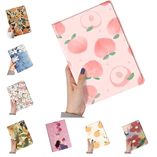 可愛い iPad Mini5 mini4 ケース モモ柄 iPad mini 5 Mini 4 カバー ペンホルダー付き Apple Pencil 収納 女性 人気 アイパッド ミニ5 ミニ4 保護ケース オリジナル 印刷 お洒落 ブック式 (iPadMini4/Mini5, 桃柄)