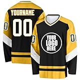 Personalisierbares Eishockey-Trikot, langärmelig, Hockey-Kleidung, Trainingstrikots für Fans, Herren, Damen, Jugend, 3-c, S