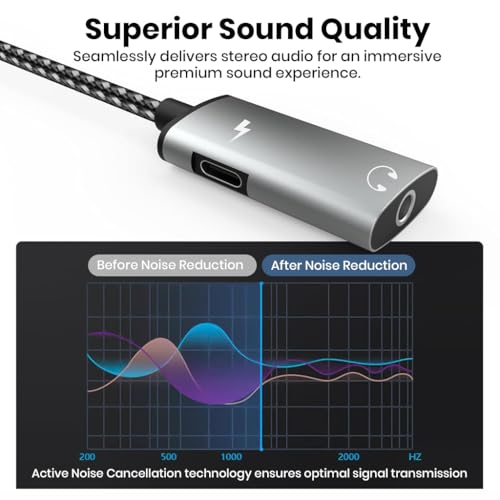 Image of Verilux USB-C to USB-C & 3.5mm Audio Adapter, Dual Function Type-C Dongle for Headphones with PD 15W Type C Adapter Fast Charging for iPhone 17 /17 Pro /17 Pro Max /16 /15, Galaxy S26 /S25 /S24 /S23, iPad
