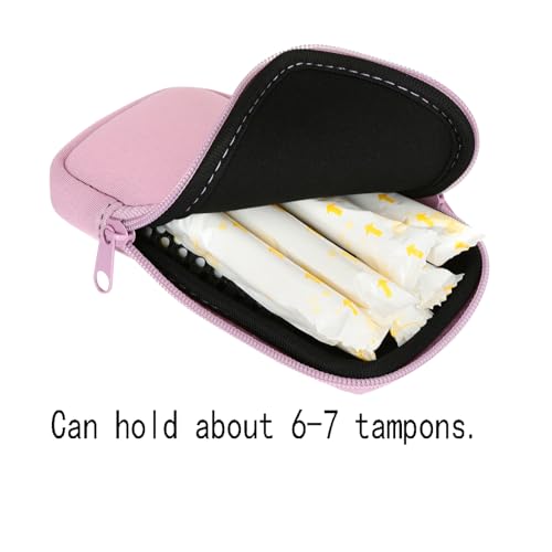 Image of Tampon Storage Bag, Neoprene Tampon Organizer Case with Zipper Small Pouch for Feminine Products Portable Period Bags for Women,Ladies (Light Purple)