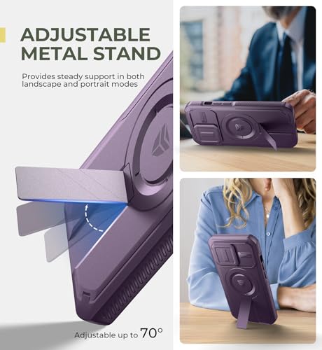 Dexnor for iPhone 13 Pro Case with Slide Camera Cover & Adjustable Kickstand & Built-in Screen Protector, Magnetic Rugged Shockproof Bumper Cases Heavy-Duty Magnetic Protective Cover,Phantom Purple by Dexnor - Used condition - Image 5