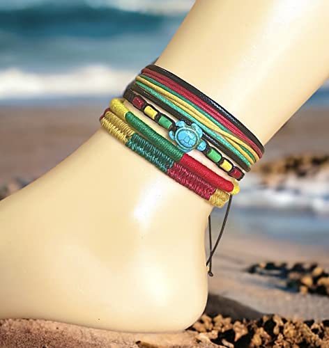 LAVIP Leather Rasta plaided Hippie Braid Bracelet Wax Cord Hemp Handmade Reggae Jamaican Hawaiien Style Adjustable3