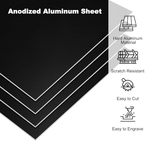 Image of PATIKIL 3.3x2.1x1 /32inch Anodized Aluminum Sheet, 5Pcs Metal Rectangle Aluminum Plate 0.8mm Thick Engraving Blanks for Laser Engraving DIY Decorative Crafting Home Decoration, Black