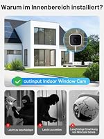 Outinput 3MP 2K Fensterkamera Innen, 2,4G&5GHz Überwachungskamera Innen mit 18° Verstellbarer Halterung, KI-Farbnachtsicht, Personen/Bewegungs, Blendschutz, Antireflex, 24/7-Aufnahme(2 Stück) – Ansicht 5