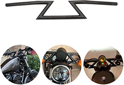 1 25mm Motorcycle Handlebar,Z Handle Bars Handlebars Universal for Sportster Cruiser XL 883 1200 Custom Chopper Softail Dyna Street Bob-Black