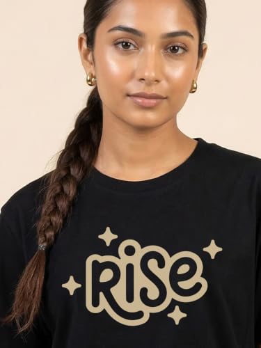 Image of Rise Unisex Cotton T-Shirt - Stand Up & Move Forward | Regular Fit | Half Sleeve | Round Neck Printed Casual Tee for Men & Women | Lightweight T-Shirt
