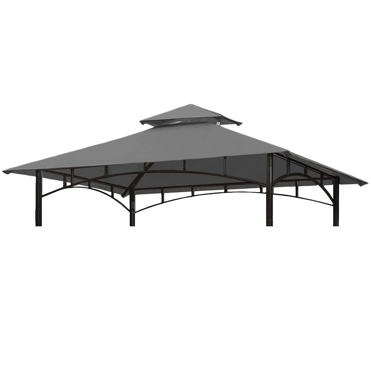 Ontheway 5FT x 8FT Double Tiered Replacement Canopy Grill BBQ Gazebo Roof Top Gazebo Replacement Canopy Roof (Grey)