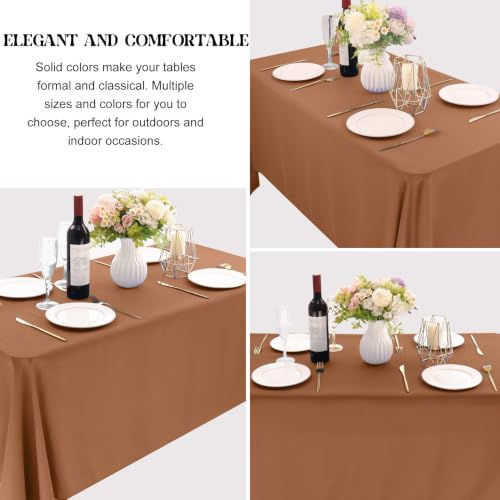 Image of 4 Pack Rectangle Tablecloth for 6 Foot Tables Washable Polyester Table Cover for Wedding Dining Table Parties Banquet (4, Brown, 60inch x 102inch)