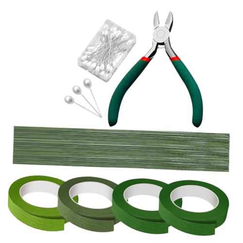 Kit floral avec ruban adhésif floral et fil de fer vert de composition