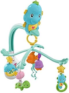 Fisher Price DFP12 3-in-1 Soothe and Play Seahorse Mobile, Baby Cot Mobile with Music and Sounds, Suitable for New-Borns