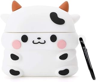 Compatible with AirPods Case Cut Cow Pro, Protective Silicone Skin Cover for AirPod Case Cow Print with Keychain, Kids Teens Girls Boys Funny Kawaii Fashion Cartoon 3D Cute Cow Cover for AirPods Pro