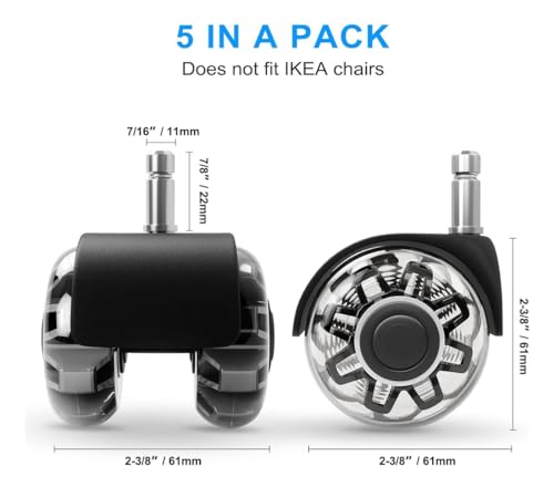 h2c - Rodas Para Cadeira Escritório Premium Rolamentos Universal