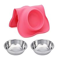 Hubulk Pet Dog Bowls 2 Stainless Steel Dog Bowl with No Spill Non-Skid Silicone Mat + Pet Food Scoop Water and Food Feeder Bowls for Feeding Small Medium Large Dogs Cats Puppies (S, Pink) — image 7