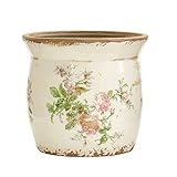 Nearly Natural 8in. Tuscan Ceramic Floral Print Planter