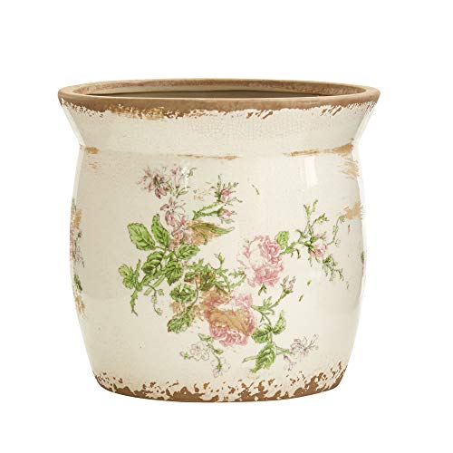 Nearly Natural 8in. Tuscan Ceramic Floral Print Planter