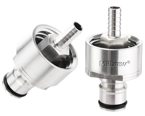 MRbrew Stainless Steel Carbonation Cap, 2 PCS Ball Lock Keg Post 5/16'' Beer Line Nipple Barb & CO2 Coupling for Soda Drink, PET Bottles Counter Pressure Bottle Filling Cap with Gasket &O-Rings