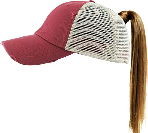 Image of Classic Plain Ponytail Messy High Bun Headwear Adjustable Cotton Trucker Mesh Glitter Hat Baseball Cap