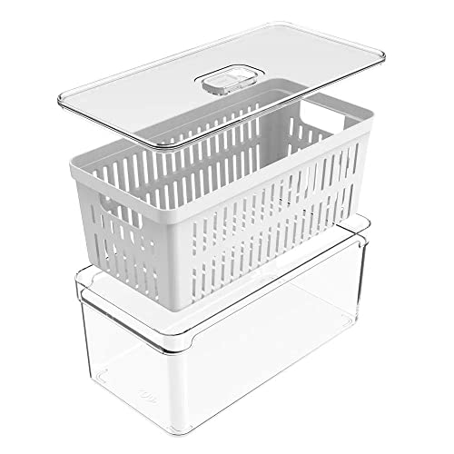 OU OF350NT KIT C/ 2 Organizadores de Geladeira com Escorredor Interno, 5 L - Caixa Plástica para Leg