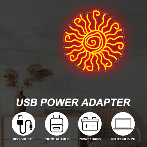 Image of Wacky Sun Neon Sign LED Night Lamp for Room Wall Decor Sun Sign Bedroom Aesthetic Sunrise Sunset Neon Sign for Party Art Neon Design for Bedroom Home Bar Room Decor Gift