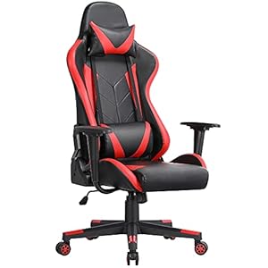 costoffs Gaming Chair High Back Game Chairs Executive Swivel Racing Chair with Adjustable Lumbar Support and Headrest Pillow Red