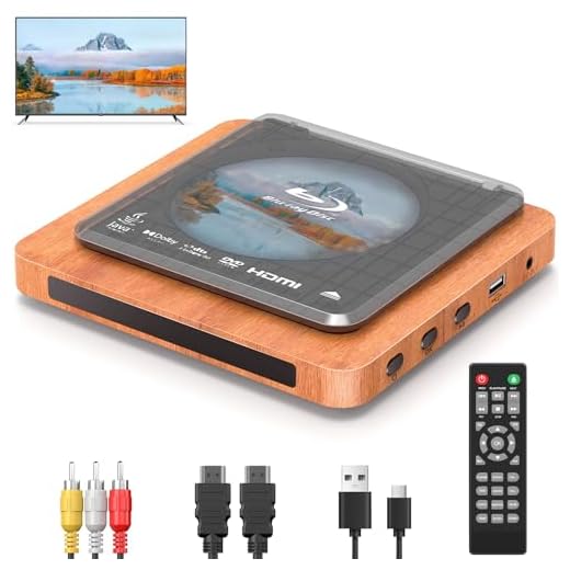 2025 Blu-ray Player with HDMI/AV Cables & Remote, Dolby Audio/DTS, 1080P | Plays Blu-ray A1, All DVDs (PAL) | USB, Retro Design