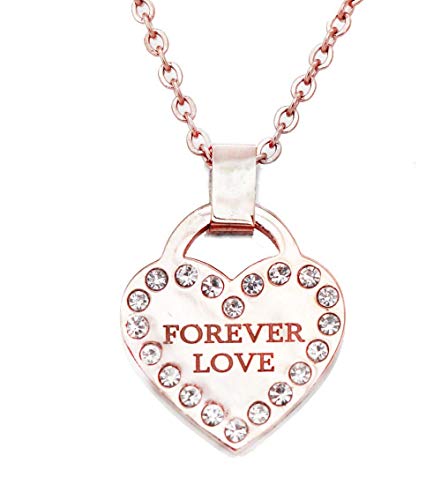 Juego de joyas de corazón para mujer en acero con oro rosa y circonitas 2