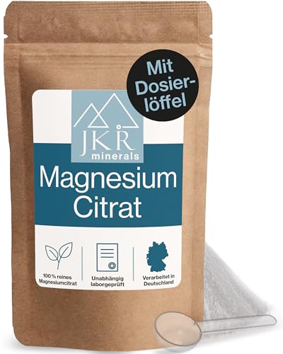 JKR Minerals Magnesiumcitrat Pulver 200g, Laborgeprüft, reines Magnesium Citrate ohne Zusatzstoffe, leicht dosierbar, unterstützt Muskeln, Nerven und den Elektrolythaushalt.