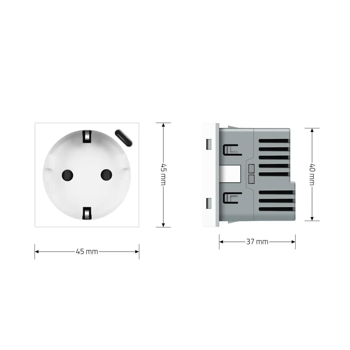 LIVOLO USB-C Steckdose Modul 18W in Weiß Schuko USB Anschluss TYP C für Schnellladekabel Ladegerät Kindersicherung Schutzkontaktsteckdose Unterputz FCTF16A.UC18W-2WP