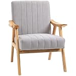 HOMCOM Sessel Wohnzimmer Loungesessel Armlehnstuhl Relaxsessel mit Gummiholzbeine, Polstersessel mit Samtoptik, Lesesessel für Schlafzimmer Arbeitszimmer Hellgrau