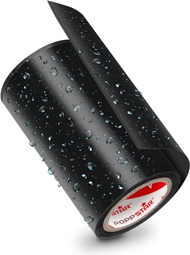 POPPSTAR Cinta resistente al agua extrafuerte (10cm ancho, 3m longitud, negro), cinta para reparar toldos, tiendas, estanques, piscinas y tuberías