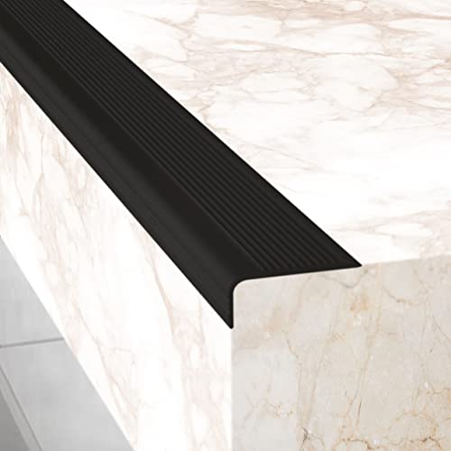 Rubber Bond Stair Edge Protector (Pack of 5) 36x2x1 inch Anti-Slip Stair Corner Trim Rubber Strips - Waterproof Self-Adhesive Staircases for Outdoor & Indoor Uses | Protect Kids & Pets - Black