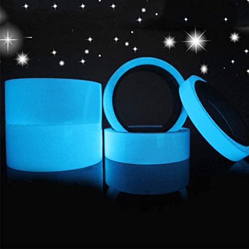 ZCFXGHH Ruban Fluorescent Ruban Phosphorescent Lumineux Ruban de Marquage Bleu Ruban Autocollant Ruban Fluorescent Imperméable Convient aux Bicyclettes Marquage Au Sol Stages,3m x 10mm Cover