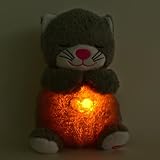 Kögler 45238 - Atmendes Einschlaf-Plüschtier Katze, ca. 26 cm groß, mit Atembewegungen und Leuchtfunktion auf Knopfdruck, mit Einschlafmusik für Babys und Kinder, batteriebetrieben
