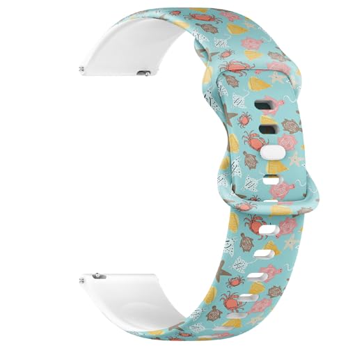 Compatible with Garmin Fenix 7/7 Pro, Fenix 6/6 Pro, Fenix 5/5 Plus, Epix (Gen2) / Epix Pro (Gen2), 22mm Replacement Sport Watch Band (Under Sea Adventure) Silicone Soft Strap Bracelet