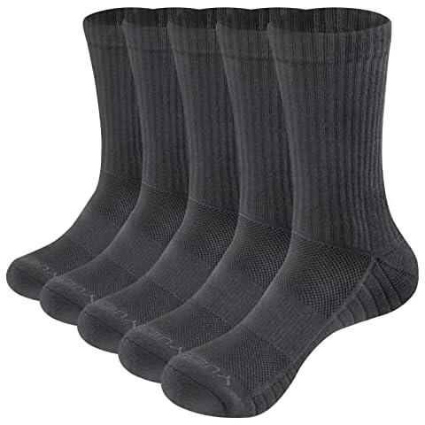 YUEDGE Men's Grey Cushioned Crew Socks Cover