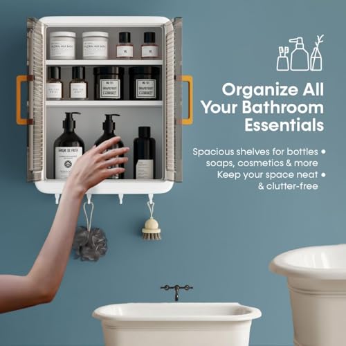 Image of GLOXY Bathroom Cabinet Combo Pack of 3 - Wall Mount 3 Layer Bathroom Shelf Washroom Organizer Cabinet to Keep Toiletries, Makeup & Skincare Essentials Well Organized | Multipurpose Storage Cabinet