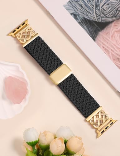 Image of TOYOUTHS Braided Magnetic Band Compatible with Apple Watch Bands 38 /40 /41 /42 /44 /45 /46 /49mm Women Men, Dressy Celtic Metal Stretchy Elastic Strap for iWatch Series 11 10 9 8 7 6 5 4 SE /Ultra 3 2 1